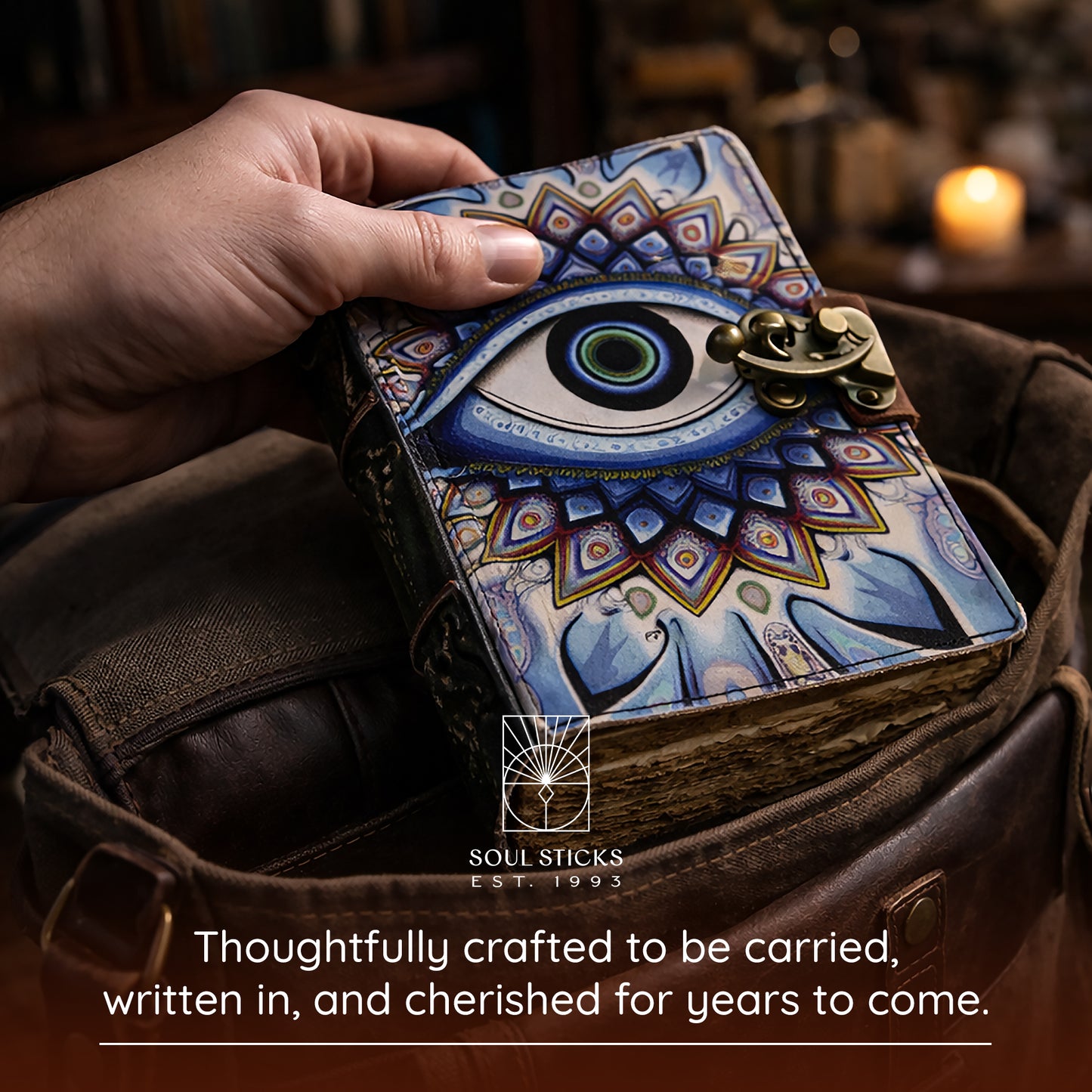 Azure Eye Blank Leather Journal 5" x 7"