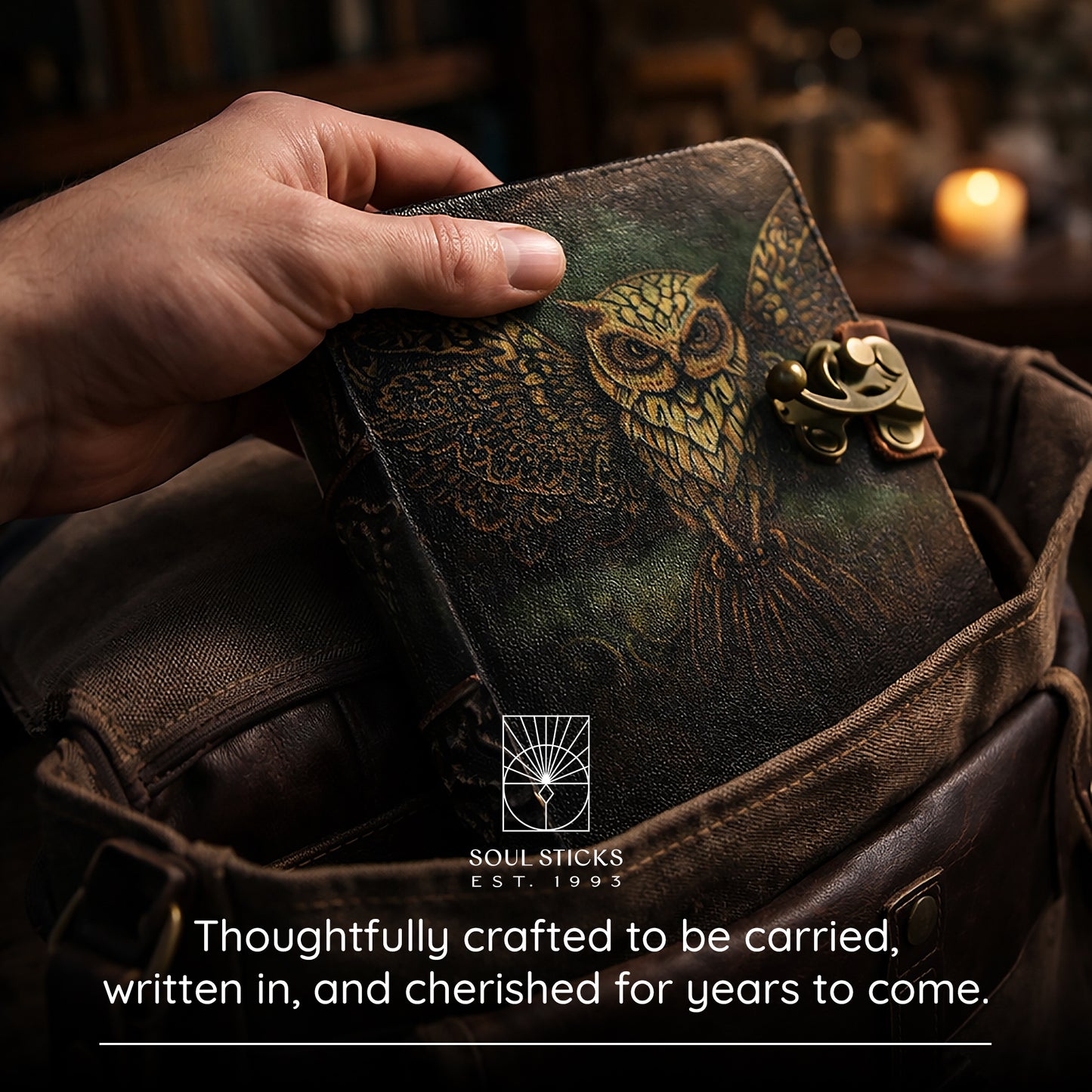 Wise Owl Blank Leather Journal 5" x 7"