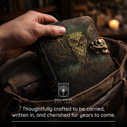 Wise Owl Blank Leather Journal 5" x 7"