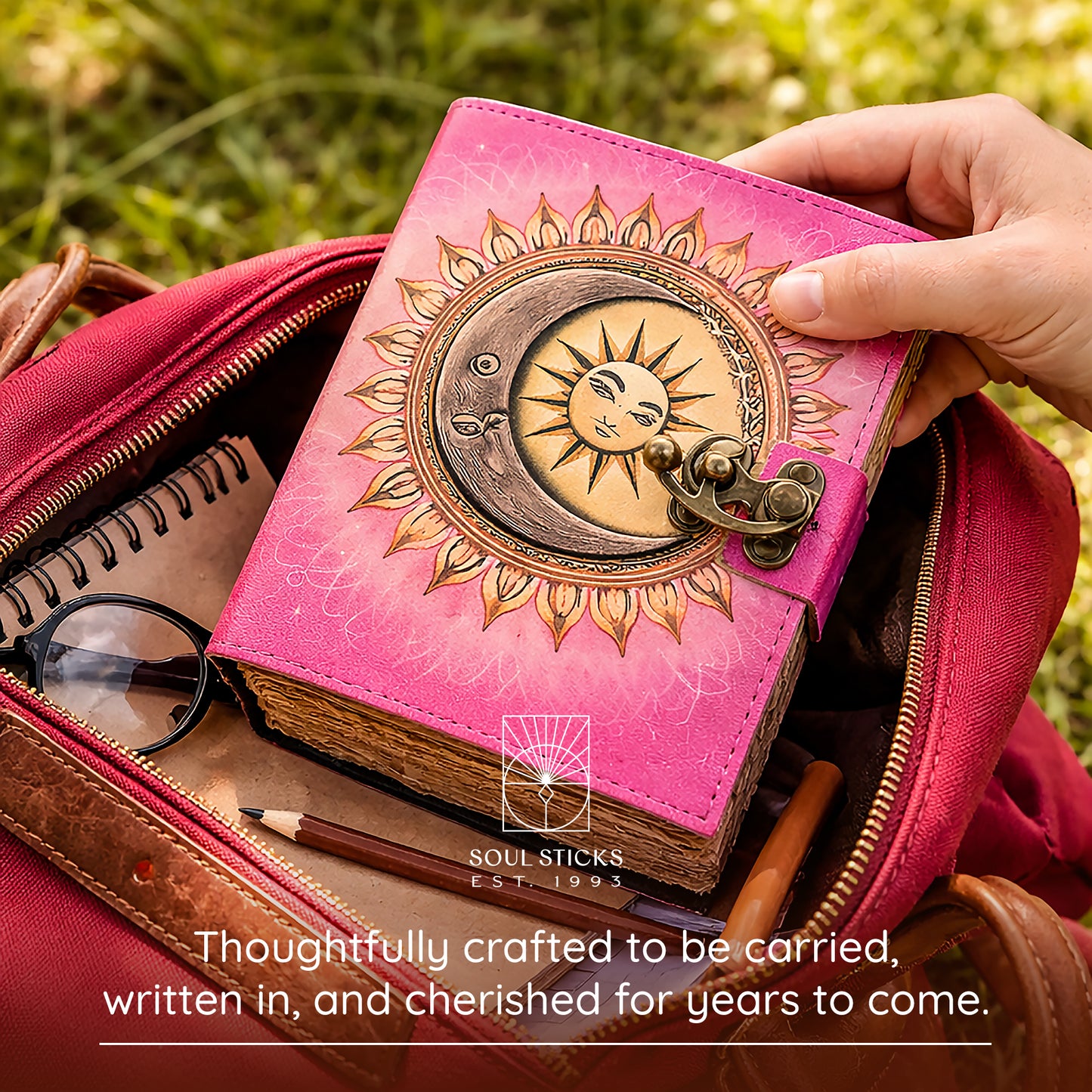 Celestial Fusion Blank Leather Journal 5" x 7"