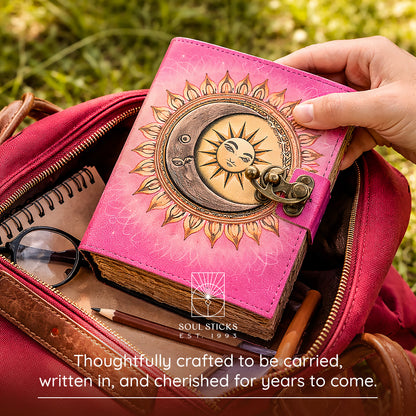 Celestial Fusion Blank Leather Journal 5" x 7"