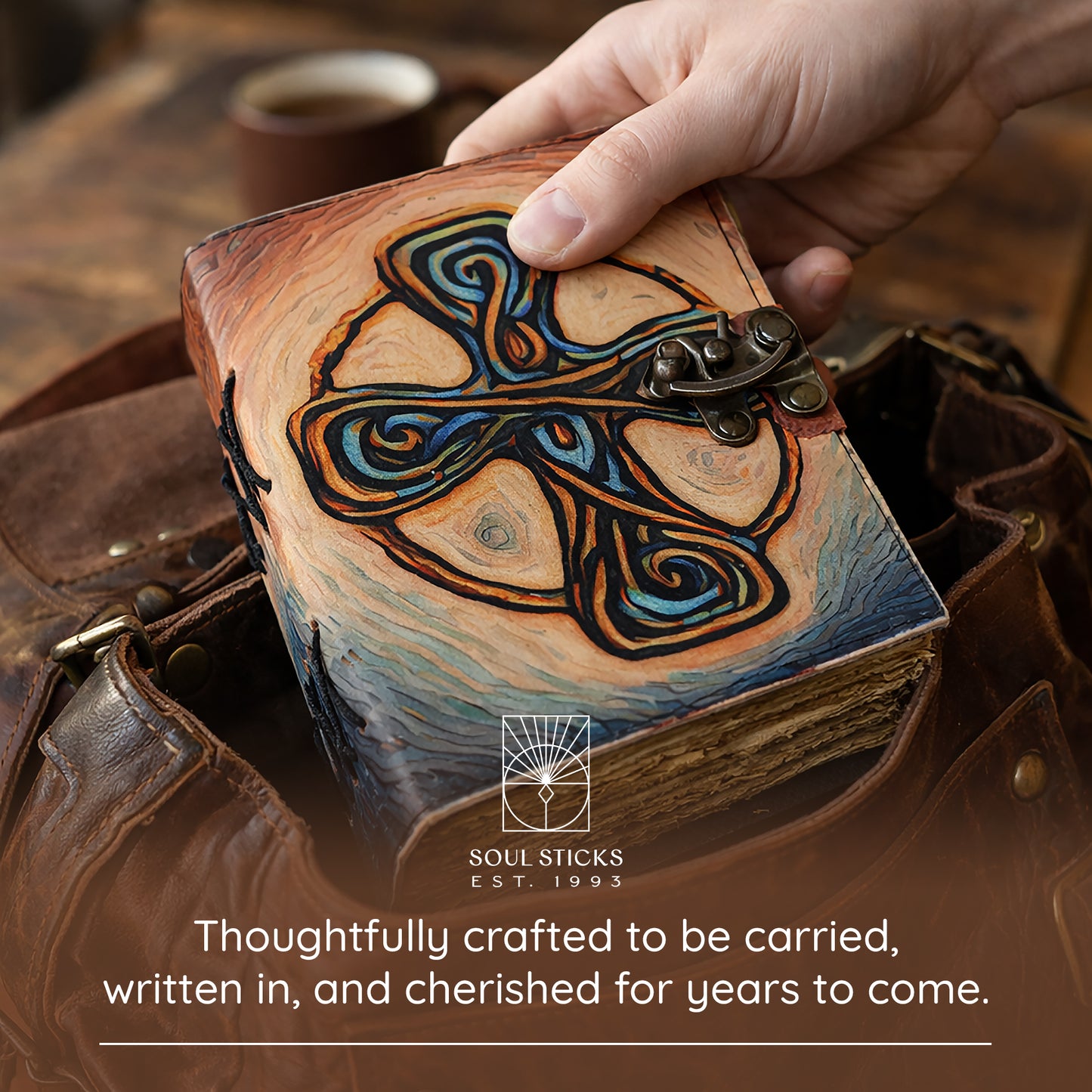 Mystical Cross Blank Leather Journal 5" x 7"