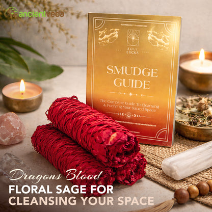 Dragon's Blood Sage Smudge Sticks with Smudge Guide, 3-Pack