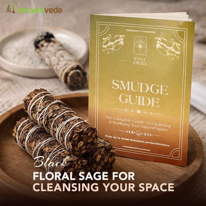 Black Sage Smudge Sticks with Smudge Guide, 3-Pack