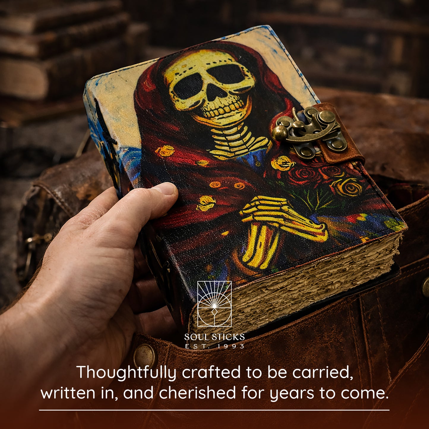 Santa Muerte Blank Leather Journal 5" x 7"