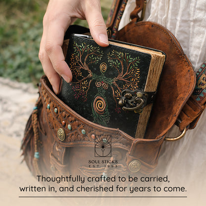 Goddess of Tree of Life Embossed Blank Leather Journal 5" x 7"