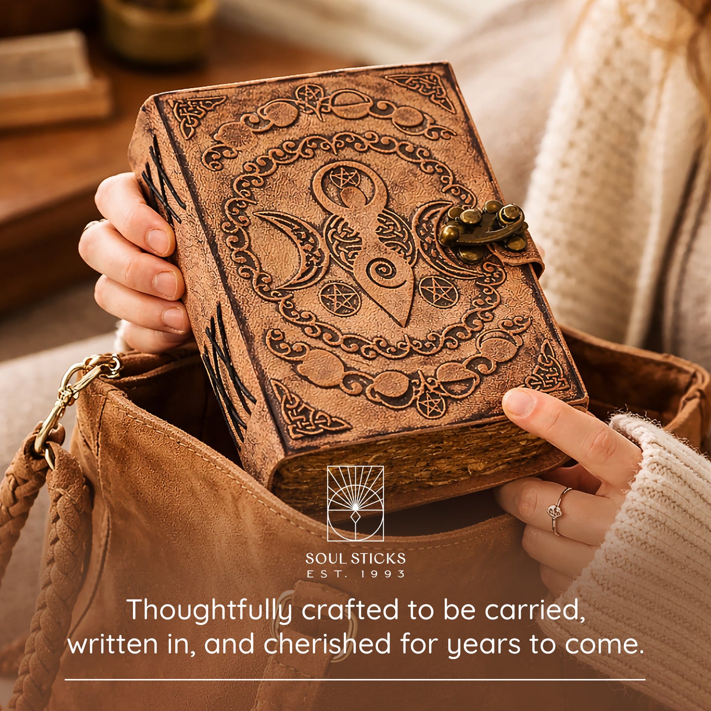 Silver Celestial Blank Genuine Leather Journal - 5" x 7"
