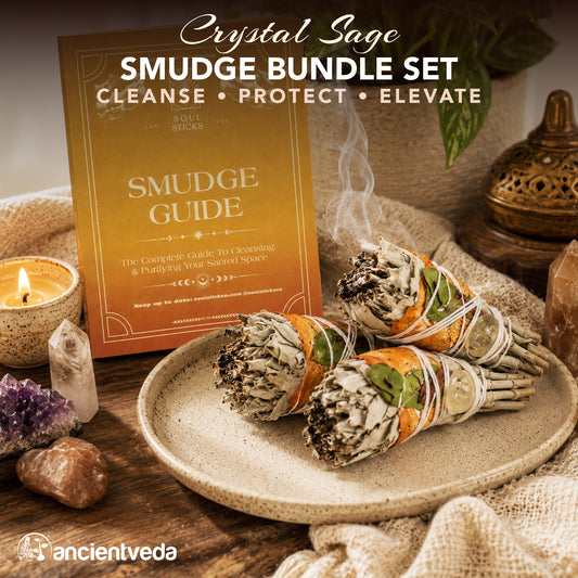 Mitron, Rose Petals, Citrine & White Sage Torch Smudge Sticks with Smudge Guide - 3 Pack