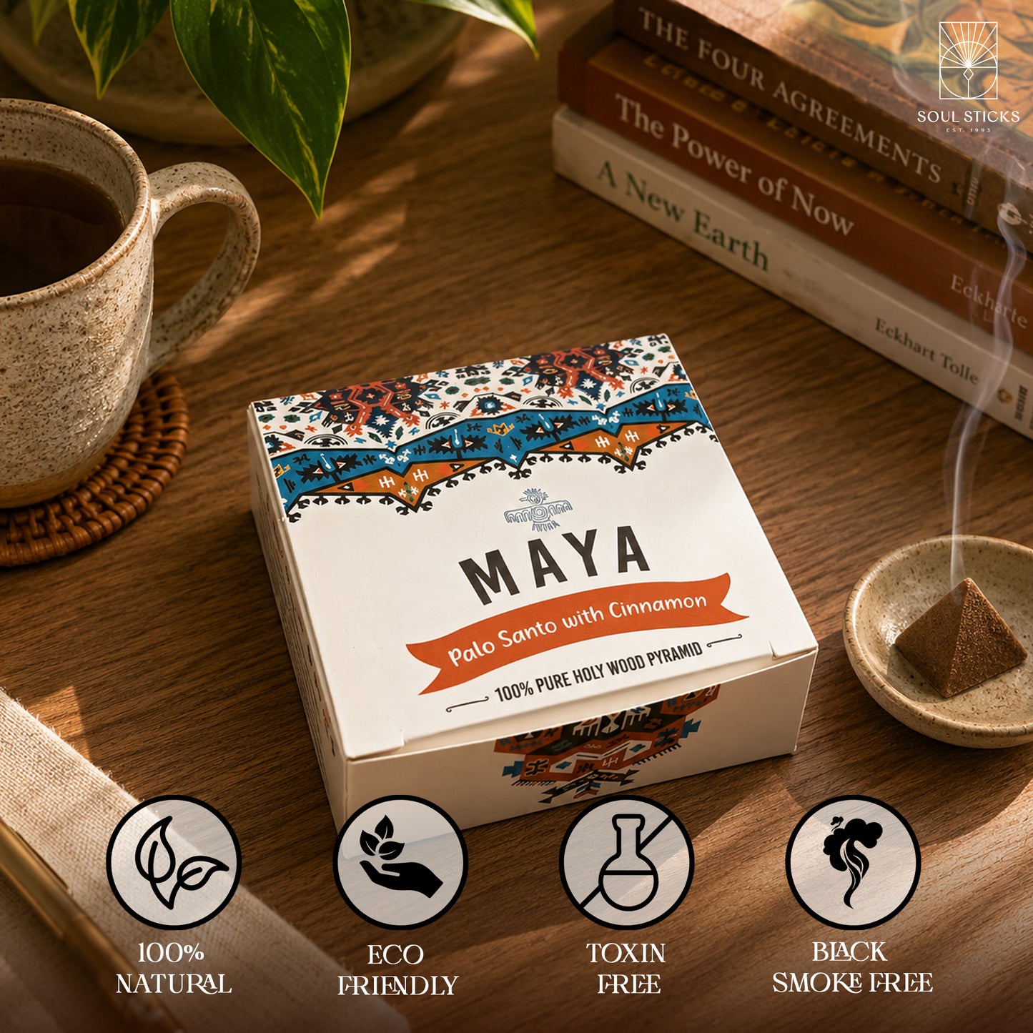 MAYA Palo Santo & Cinnamon Incense Pyramids - 4 Pack