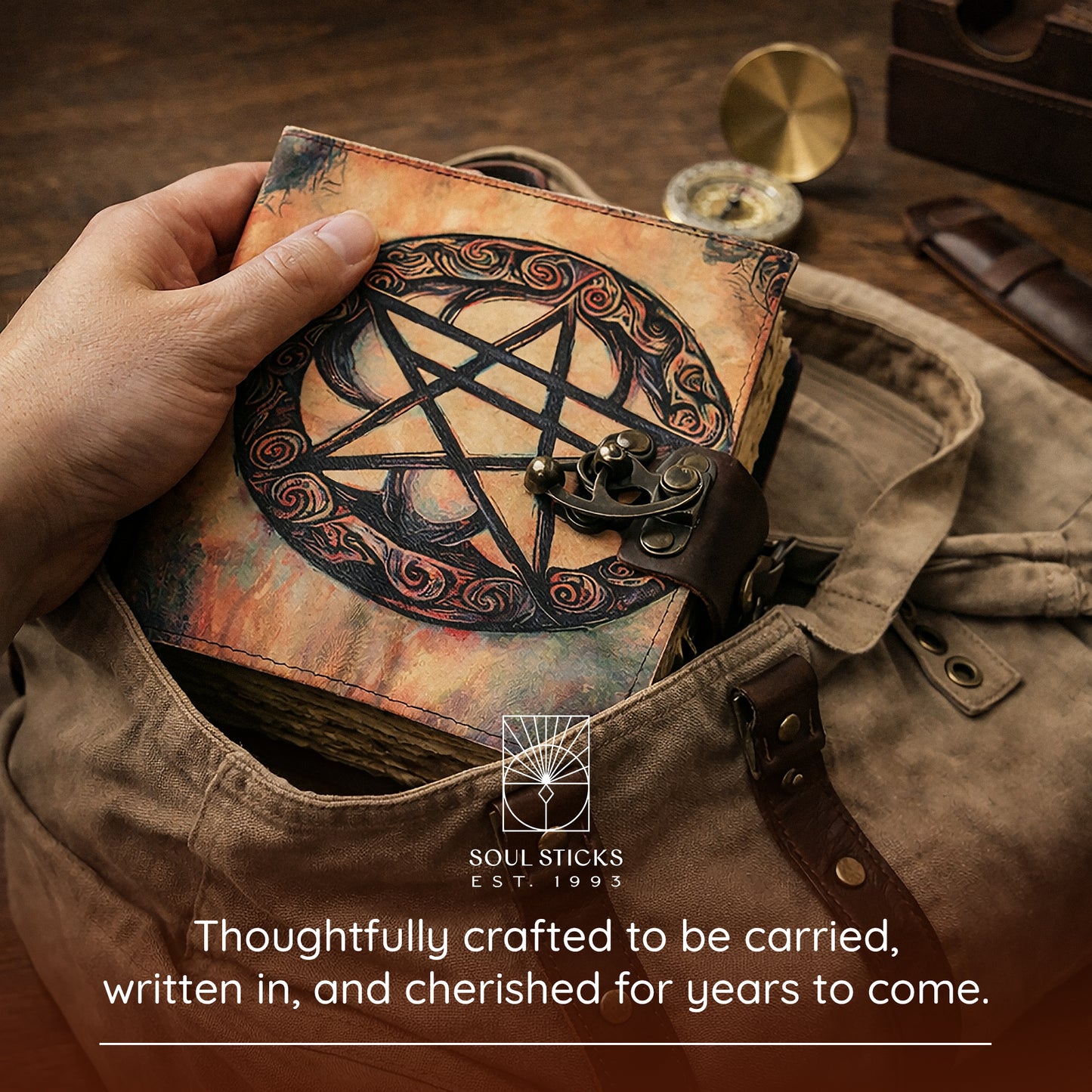 Mystic Pentacle Blank Leather Journal 5" x 7"