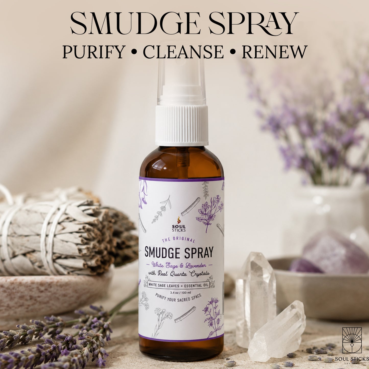 Soul Sticks White Sage & Lavender Smudge Spray, 3.5 oz