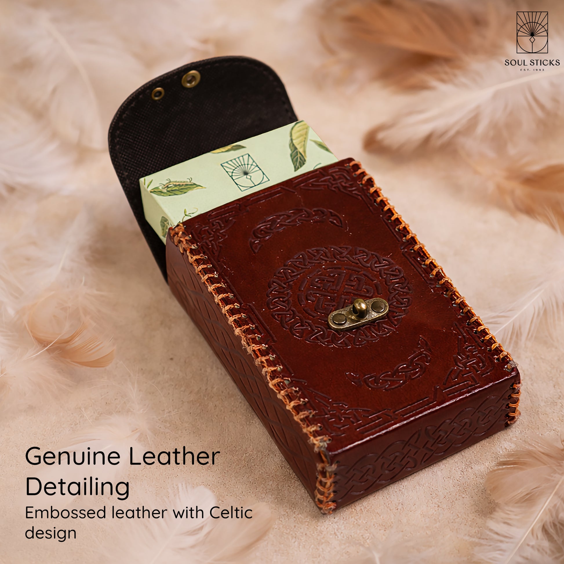 Close-up of the tarot card holder for standard tarot decks slot and shape