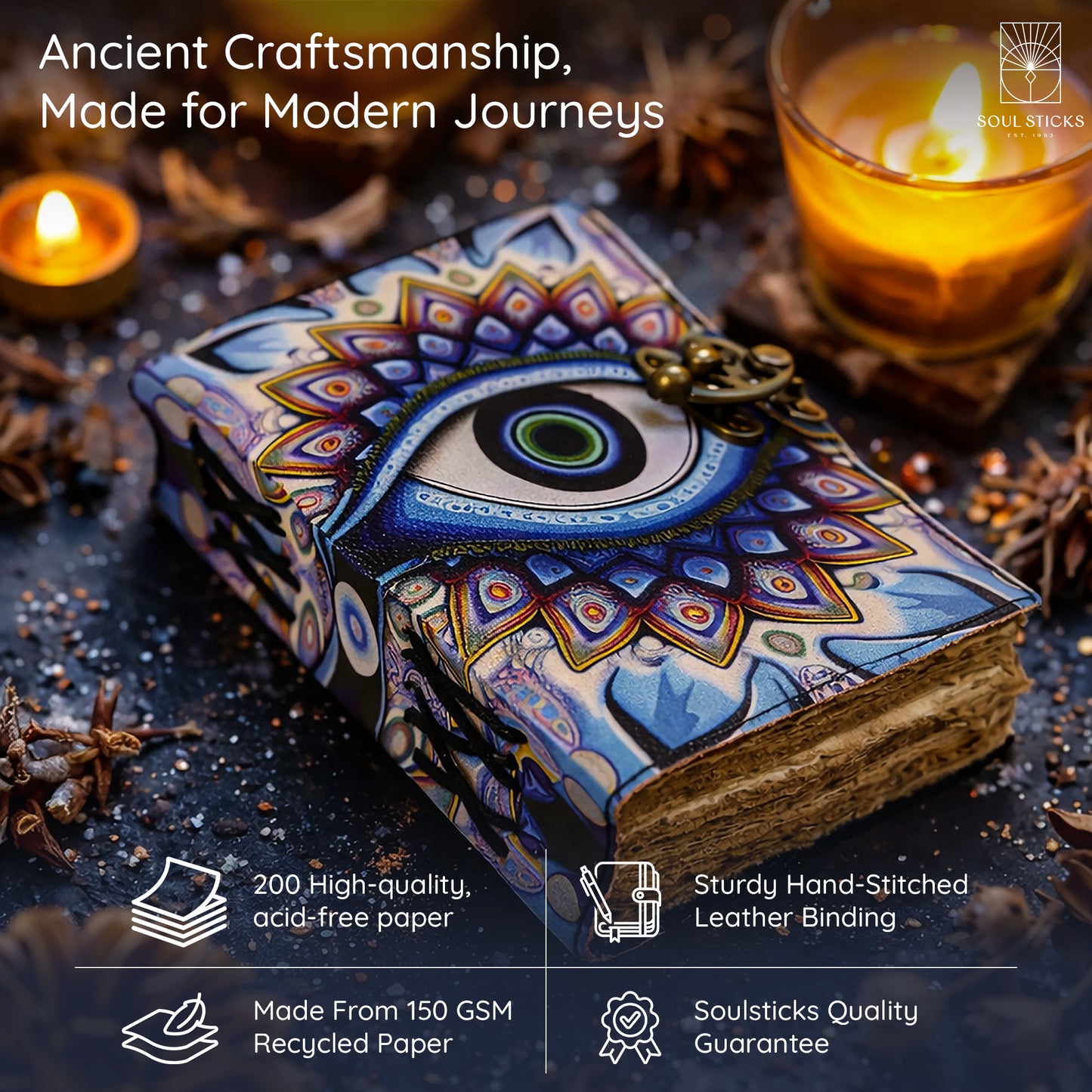 Azure Eye Blank Leather Journal 5" x 7"