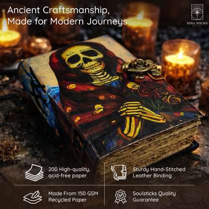 Santa Muerte Blank Leather Journal 5" x 7"