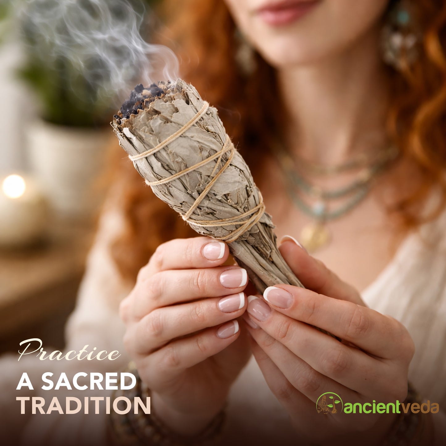 White Sage Torch Smudge Sticks with Smudge Guide, 3-Pack