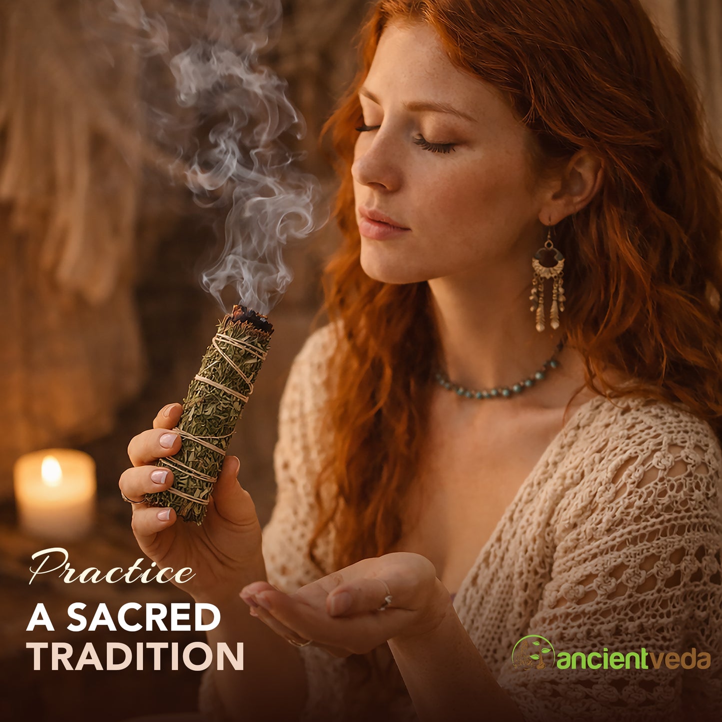 Cedar Sage Smudge Sticks with Smudge Guide, 3-Pack