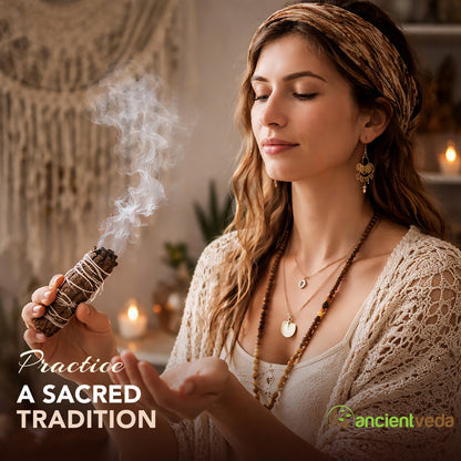 Black Sage Smudge Sticks with Smudge Guide, 3-Pack