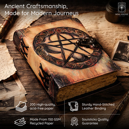 Mystic Pentacle Blank Leather Journal 5" x 7"