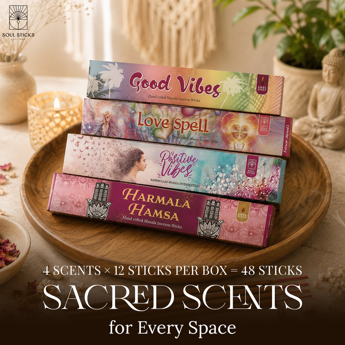 Soul Sticks, Peace & Love Masala Incense Sticks Variety Pack