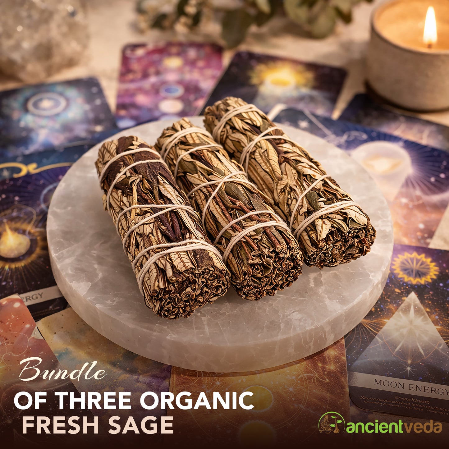 Yerba Santa Sage Smudge Sticks with Smudge Guide, 3-Pack