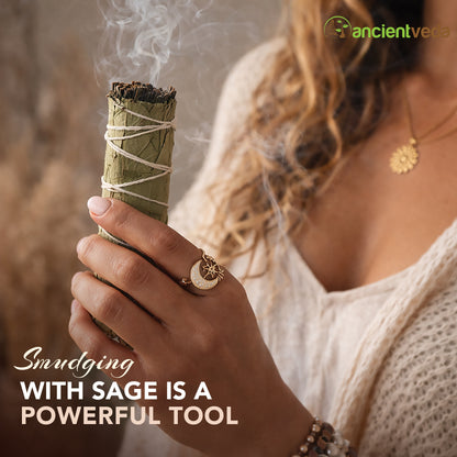 Eucalyptus Sage Smudge Sticks with Smudge Guide, 3-Pack