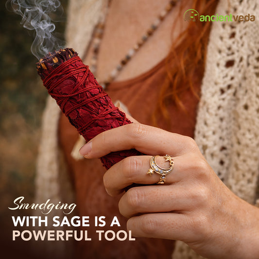 Dragon's Blood Sage Smudge Sticks with Smudge Guide, 3-Pack