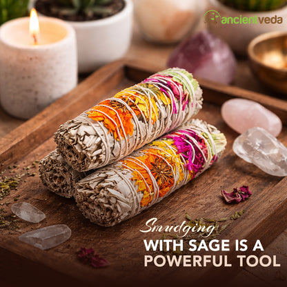 Joy Floral Sage Smudge Sticks with Smudge Guide, 3-Pack