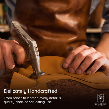 Detail image related to the handmade Evil Eye Tree leather journal