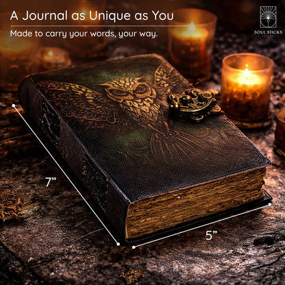 Wise Owl Blank Leather Journal 5" x 7"