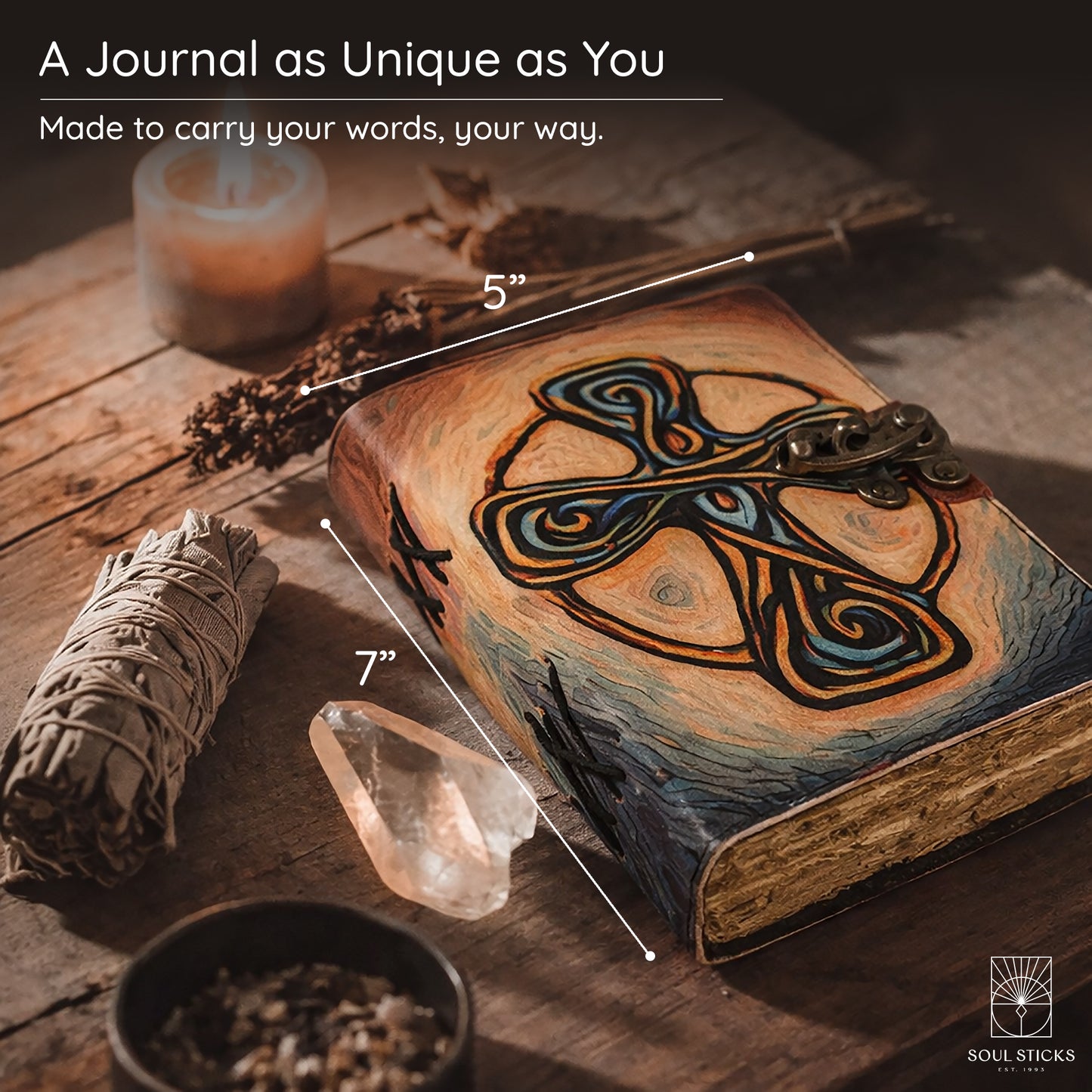 Mystical Cross Blank Leather Journal 5" x 7"