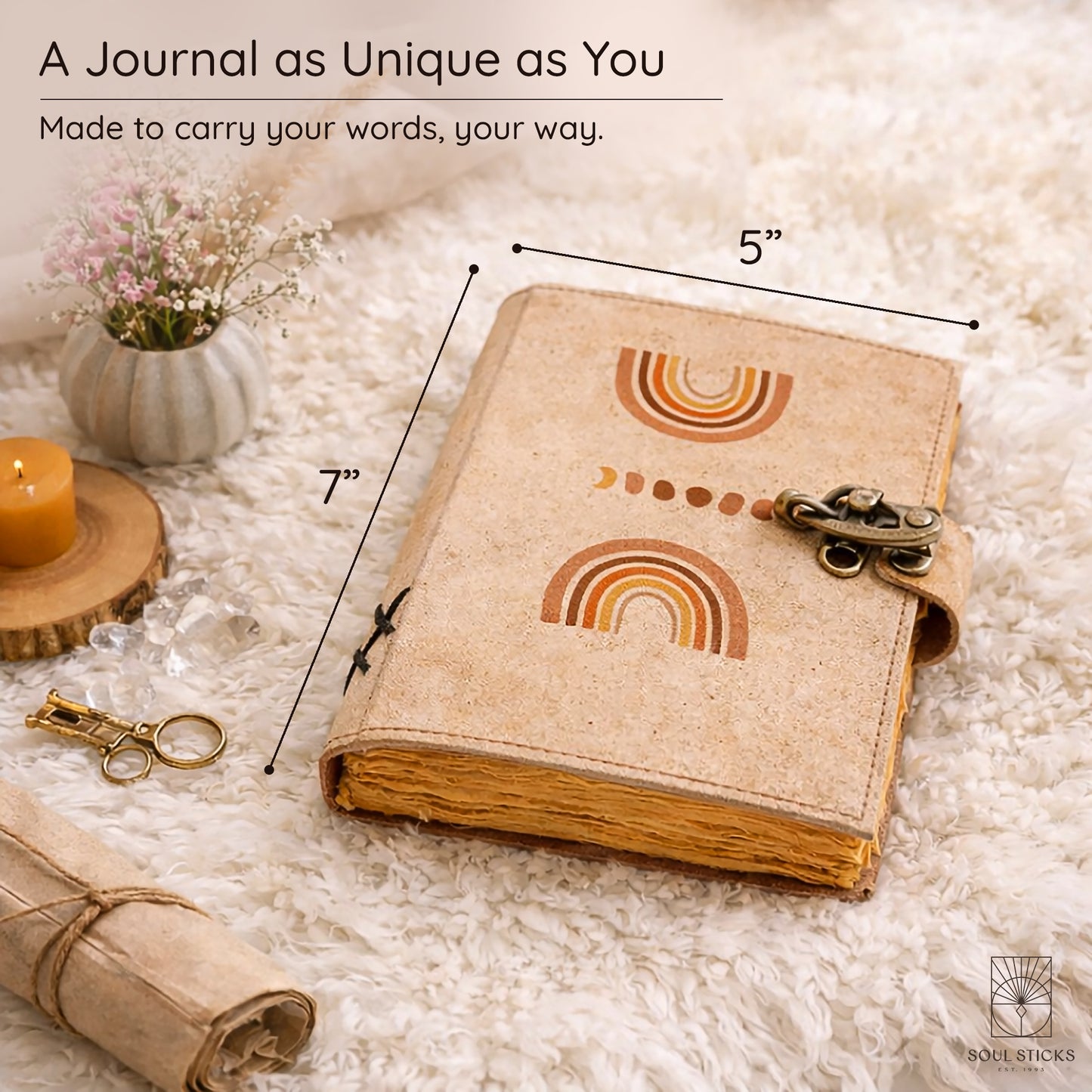 Bohemian Rainbow Blank Leather Journal 5" x 7"