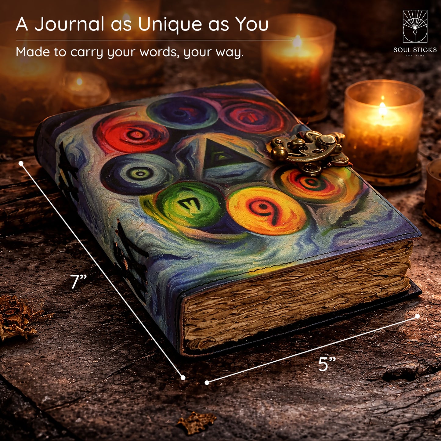 Harmony of Seven Blank Leather Journal 5" x 7"