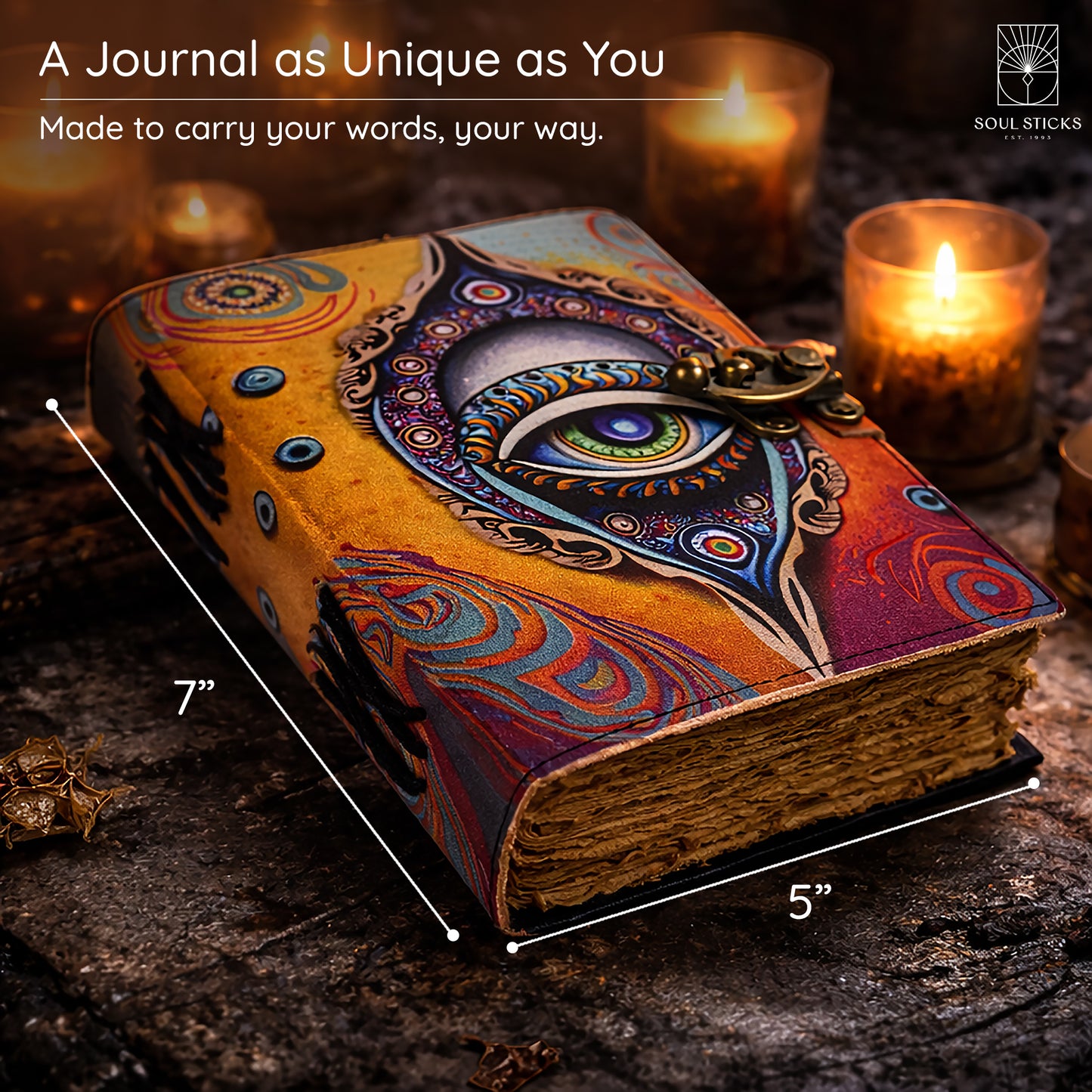 All Seeing Eye Blank Leather Journal 5" x 7"