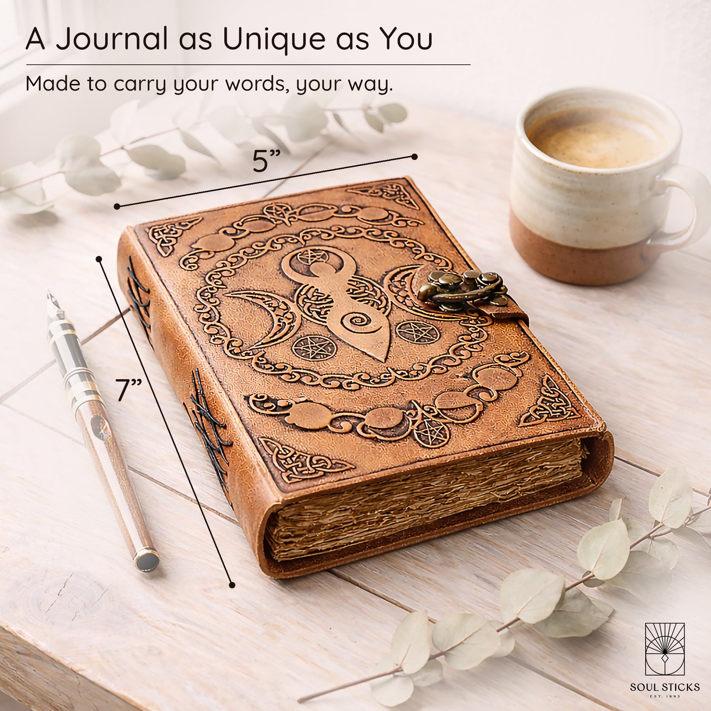 Silver Celestial Blank Genuine Leather Journal - 5" x 7"