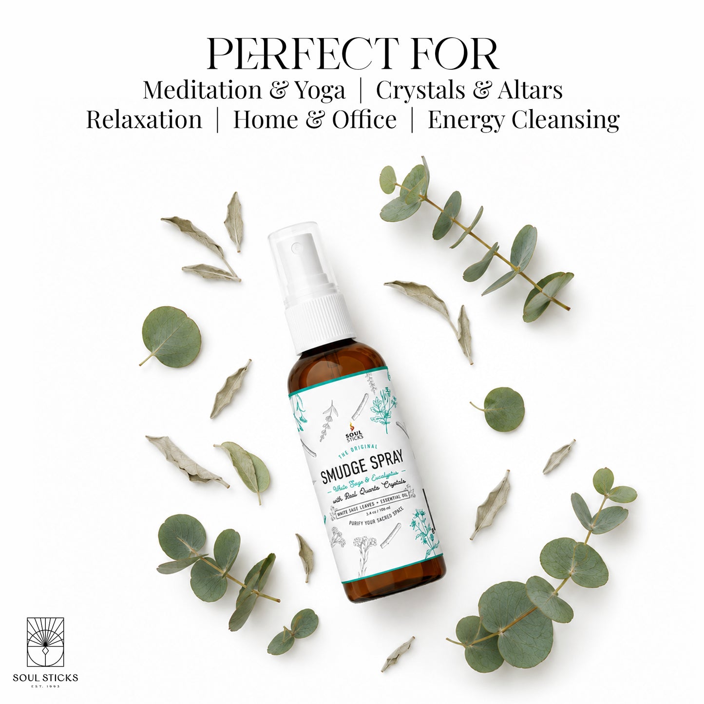 Soul Sticks White Sage & Eucalyptus Smudge Spray, 3.5 oz