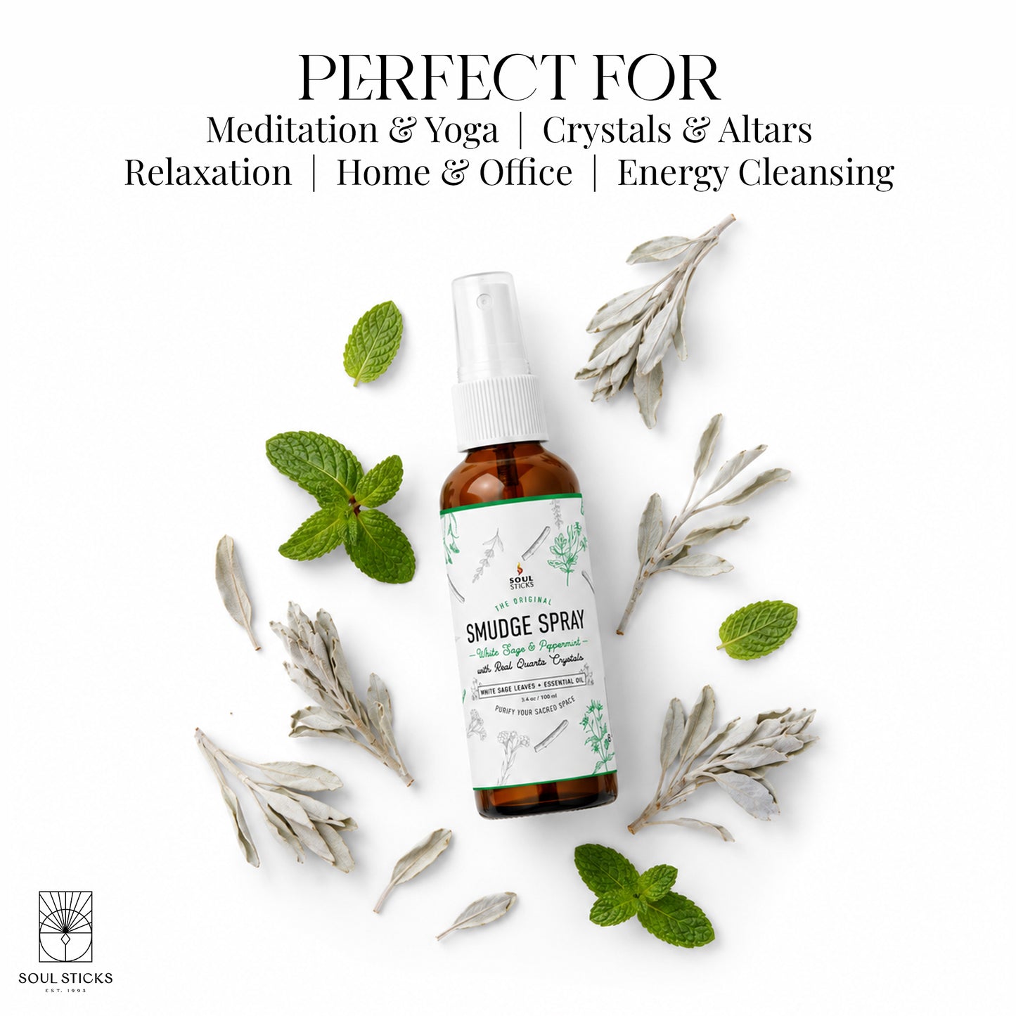 Soul Sticks White Sage & Peppermint Smudge Spray, 3.5 oz