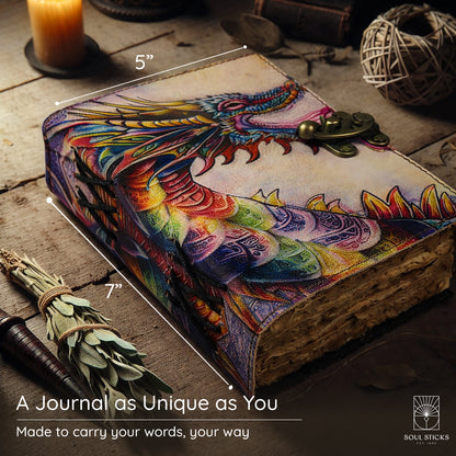 Dragon Fire Blank Leather Journal 5" x 7"
