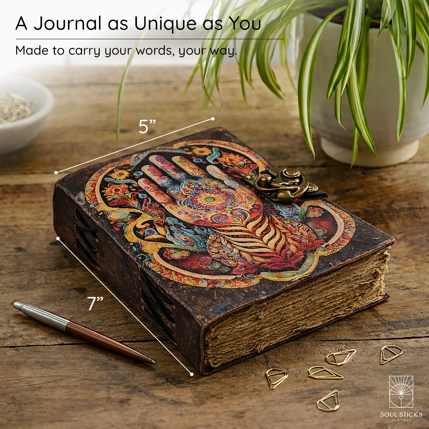 Guiding Hand Blank Leather Journal 5" x 7"