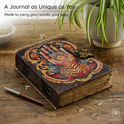 Guiding Hand Blank Leather Journal 5" x 7"
