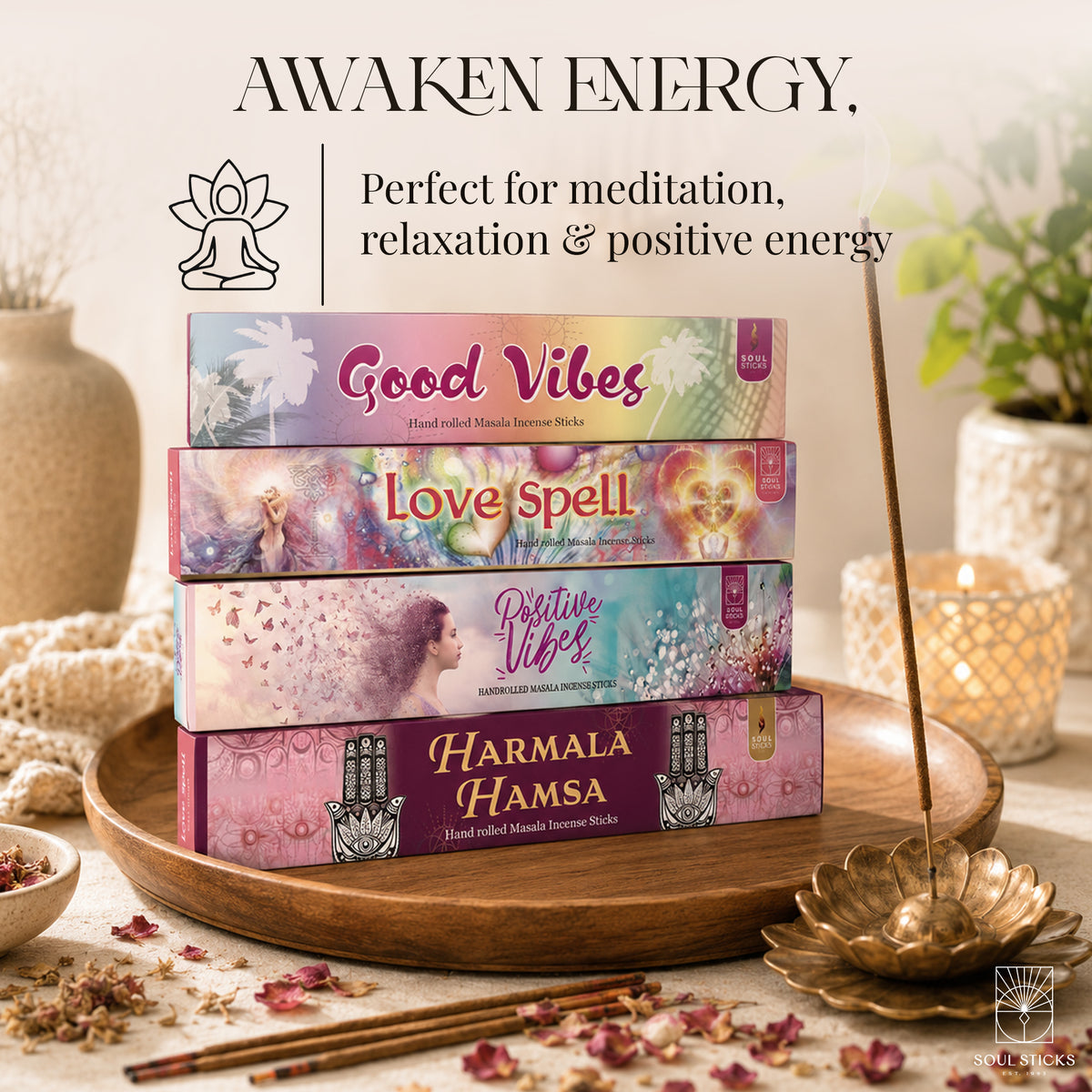 Soul Sticks, Peace & Love Masala Incense Sticks Variety Pack