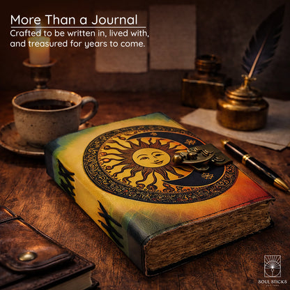 Cosmic Synergy Blank Leather Journal 5" x 7"