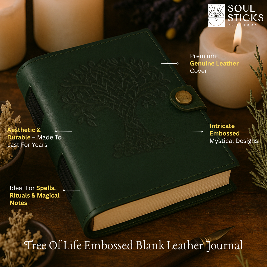 Tree of Life Embossed Blank Leather Journal 5" x 7"