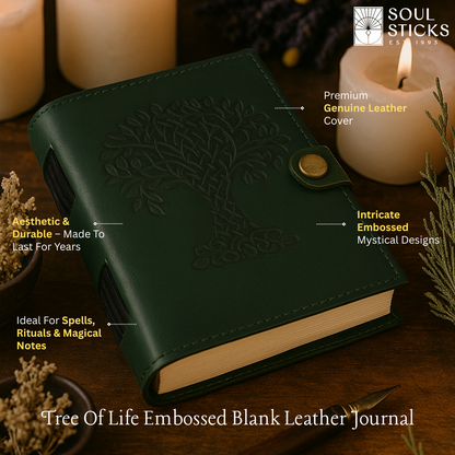Handmade leather journal for witches, spell work, and mystical note-taking