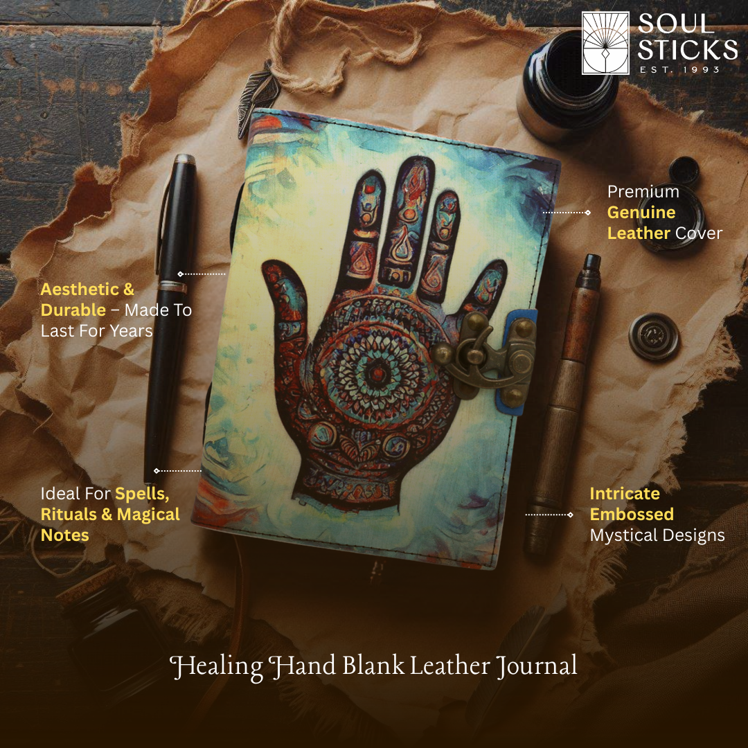 Handmade leather journal for witches, spell work, and mystical note-taking