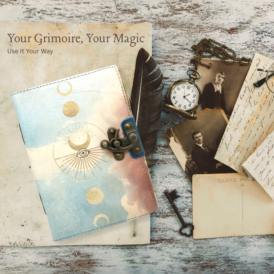 Handmade leather journal for witches, spell work, and mystical note-taking