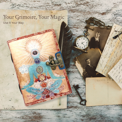 Handmade leather journal for witches, spell work, and mystical note-taking