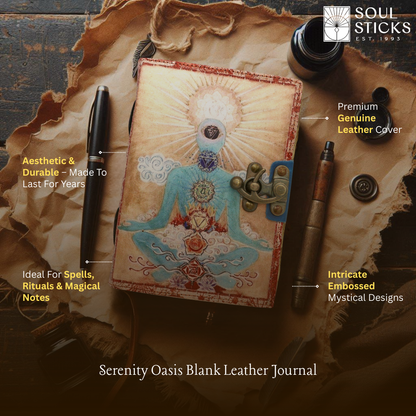 Handmade leather journal for witches, spell work, and mystical note-taking