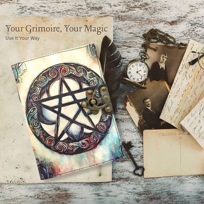 Handmade leather journal for witches, spell work, and mystical note-taking