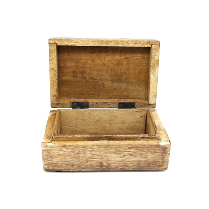 Natural wood box designed for rituals, crystals, or small personal items.