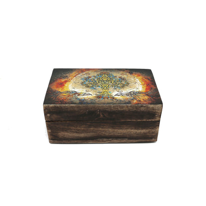 Natural wood box designed for rituals, crystals, or small personal items.